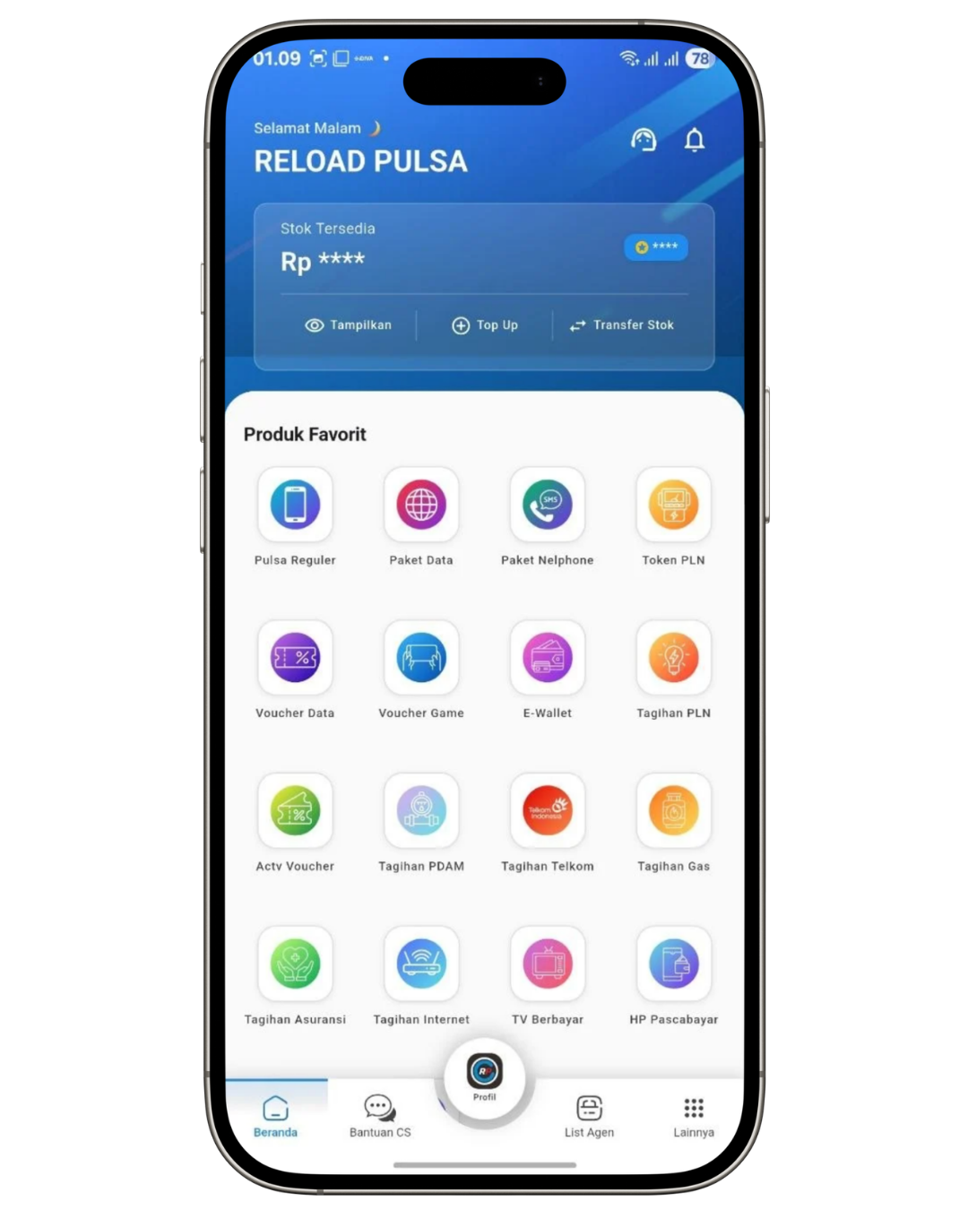 Produk lengkap Reload Pulsa